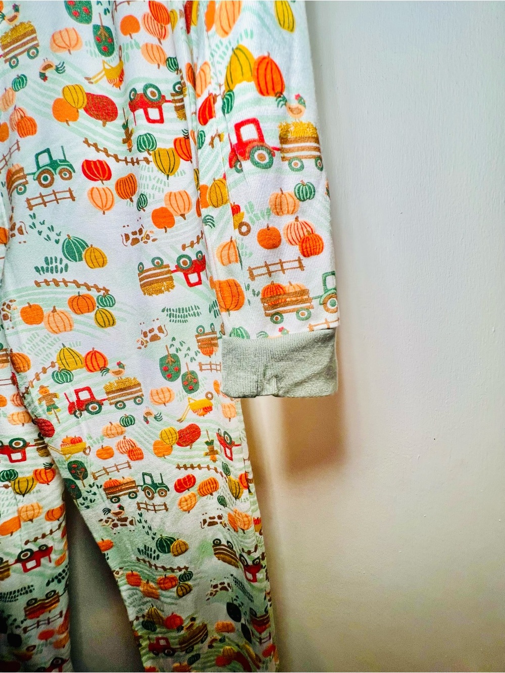 Kids 4T Pumpkin Harvest Pajama Set & Socks Green & Orange Rayon from Bamboo - Picture 4 of 13